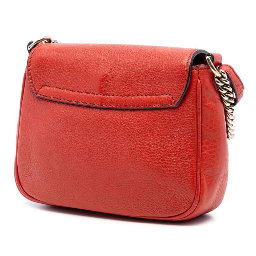 Gucci Small Leather Soho Chain Flap Crossbody Orange Leather Good condition - Back View