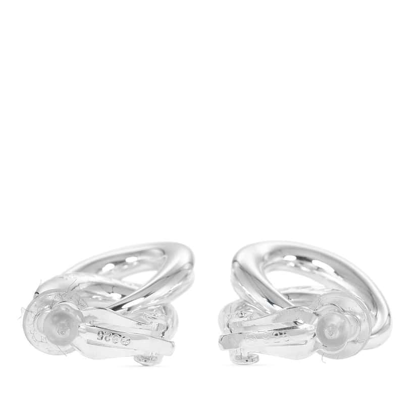 Chanel Sterling Silver Double Hoop Clip On Earrings Silver Silver Very good condition - Inside View
