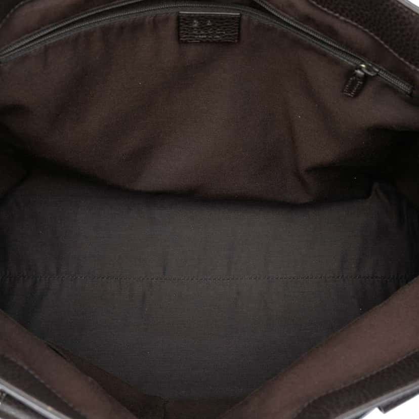 Gucci Grained Calfskin Bamboo Shopper Tote Brown Leather Good condition - Model View