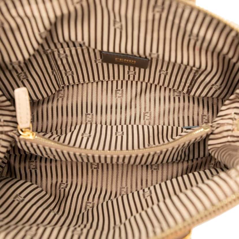 Fendi Small Tricolor Leather Chameleon Satchel Beige Leather Good condition - Model View