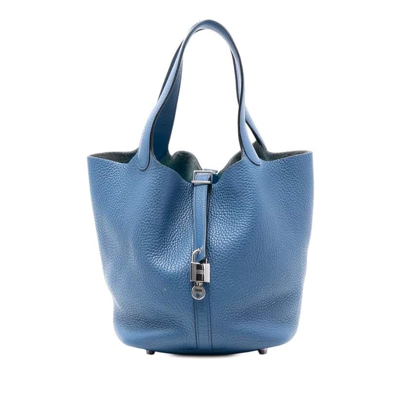 Hermès Clemence Picotin Lock 22 Blue Leather Very good condition - Front View