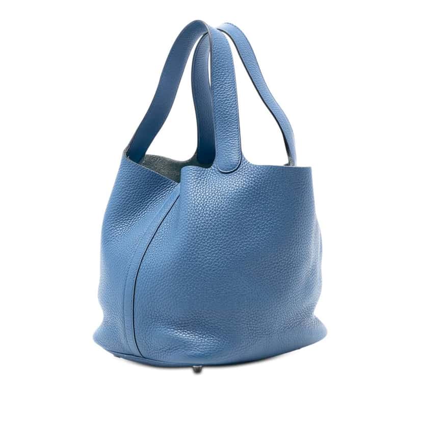 Hermès Clemence Picotin Lock 22 Blue Leather Very good condition - Back View