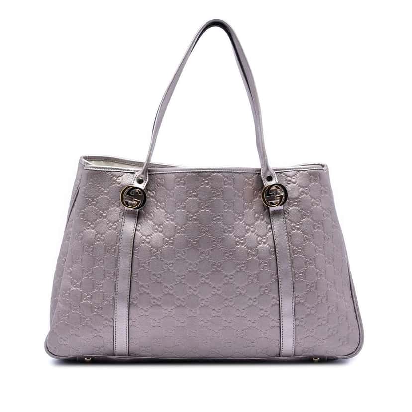 Gucci Large Metallic Guccissima Twins Tote Purple Leather Very good condition - Front View