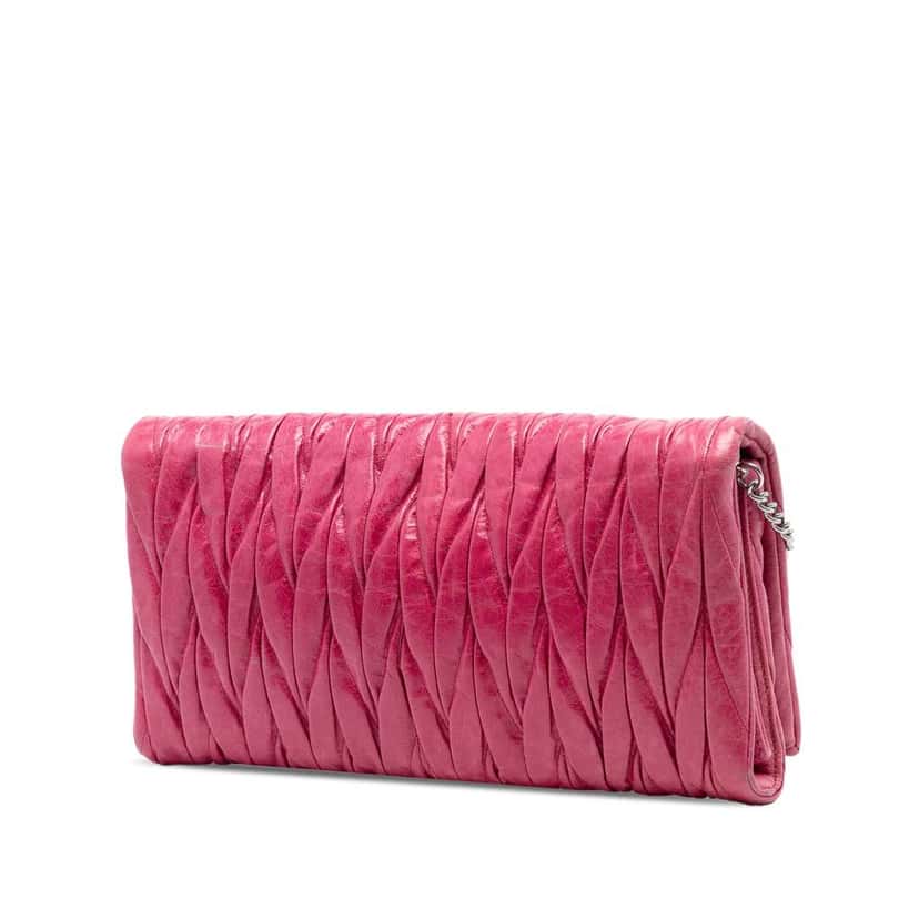 Miu Miu Matelasse Nappa Chain Shoulder Bag Pink Leather Good condition - Back View