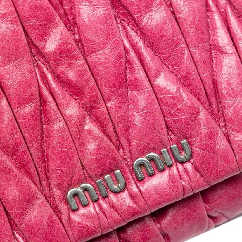 Miu Miu Matelasse Nappa Chain Shoulder Bag Pink Leather Good condition - Box View