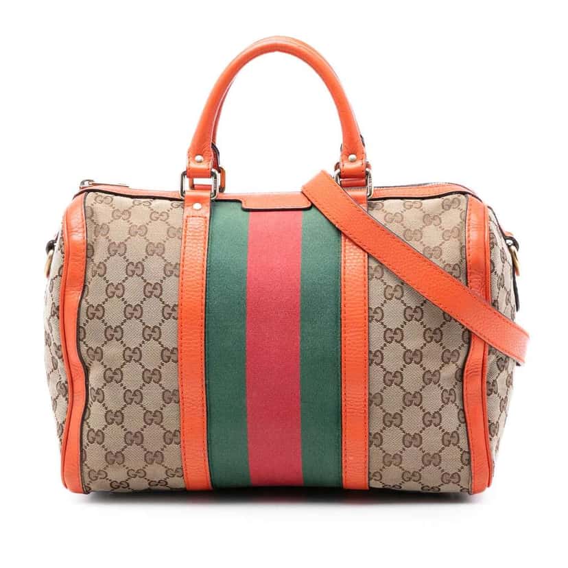 Gucci Medium GG Canvas Web Joy Boston Bag Beige Fair condition - Front View