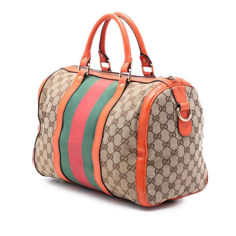 Gucci Medium GG Canvas Web Joy Boston Bag Beige Fair condition - Back View