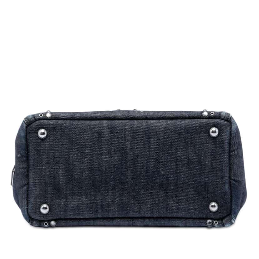Prada Studded Denim Canapa Logo Satchel Grey Denim Good condition - Inside View
