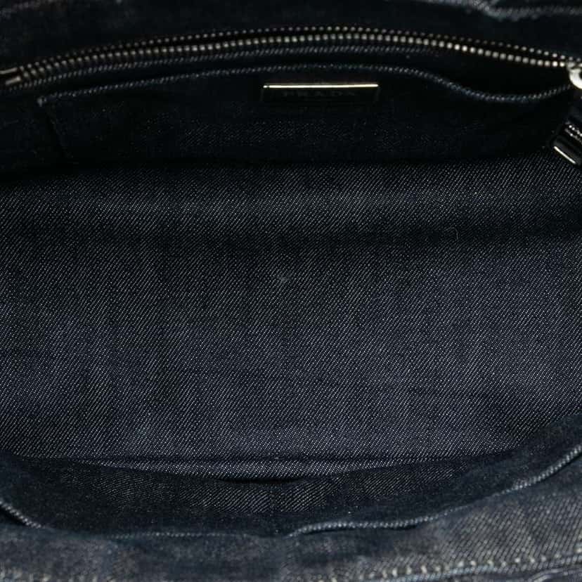Prada Studded Denim Canapa Logo Satchel Grey Denim Good condition - Model View
