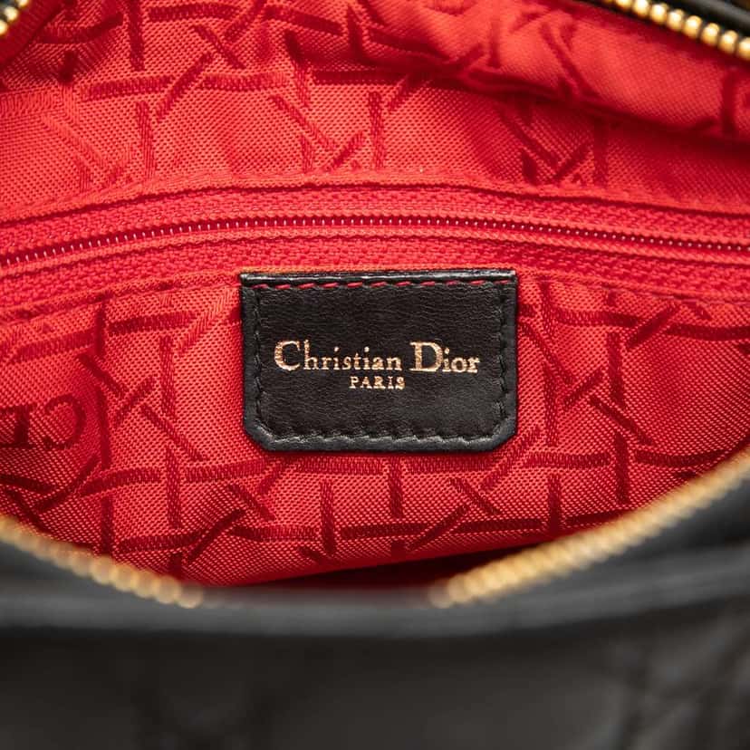 Dior Medium Lambskin Cannage Lady Dior Black Leather Good condition - Box View