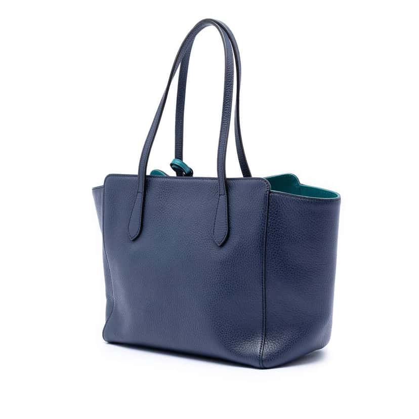 Gucci Medium Dollar Calfskin Swing Tote Blue Leather Good condition - Back View