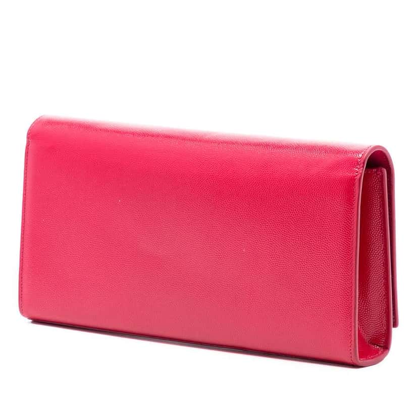 Saint Laurent Grain de Poudre Monogram Cassandre Clutch Pink Leather Good condition - Back View