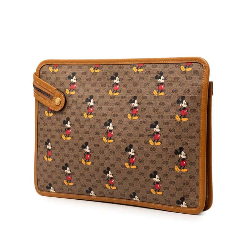 Gucci Disney Micro GG Supreme Mickey Mouse Clutch Brown Canvas Good condition - Back View