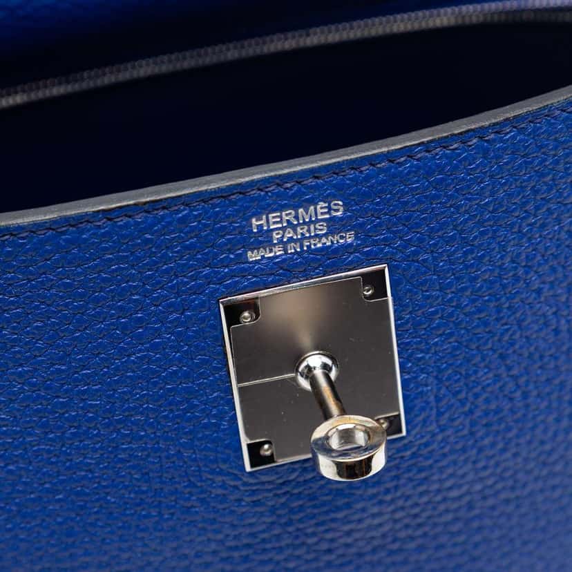 Hermès Togo Kelly II Retourne 32 Blue Leather Good condition - Box View