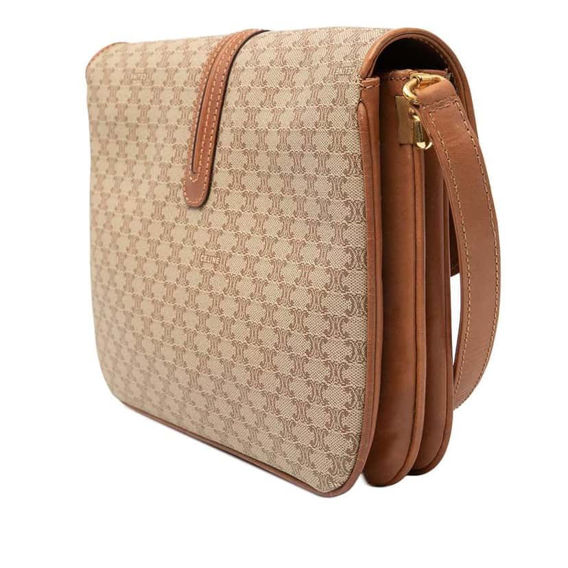 Celine Macadam Coated Canvas Crossbody Beige Canvas Fair condition - Back View