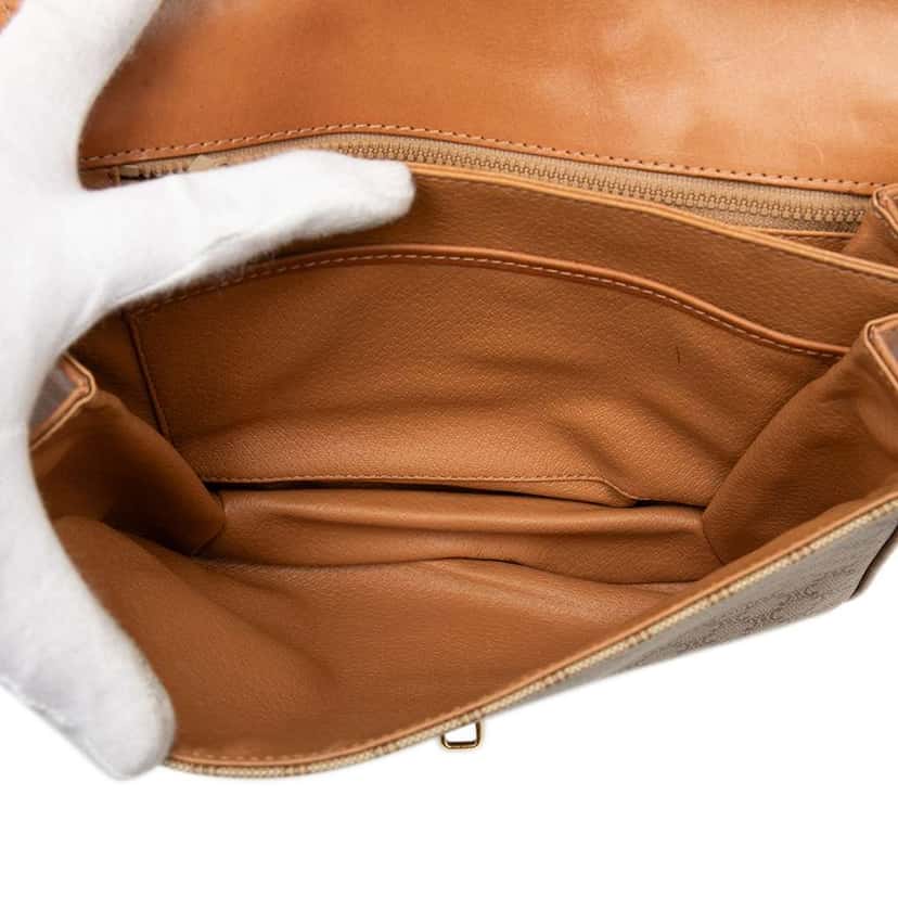 Celine Macadam Coated Canvas Crossbody Beige Canvas Fair condition - Model View