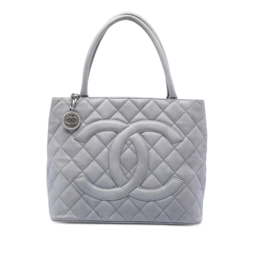 Chanel Caviar Medallion Tote Grey Leather Very good condition - Front View