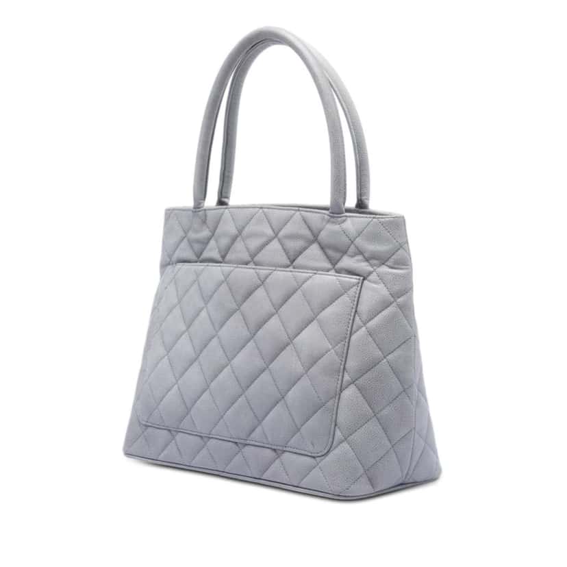 Chanel Caviar Medallion Tote Grey Leather Very good condition - Back View
