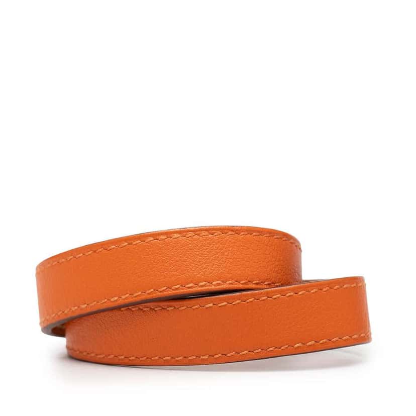 Hermès Leather Kelly Double Tour Bracelet Orange Leather Good condition - Inside View