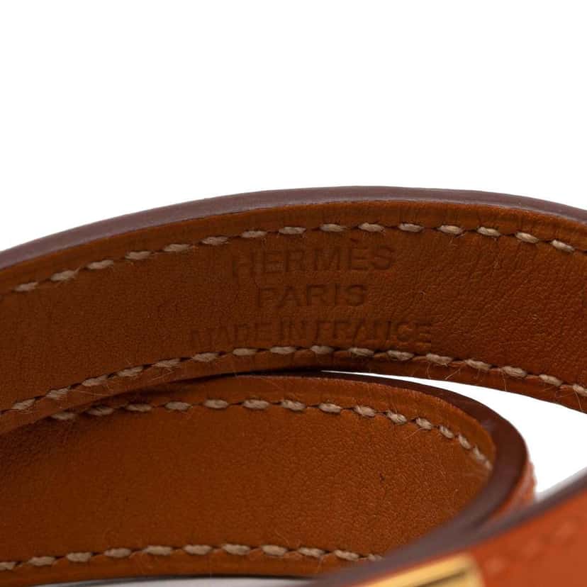 Hermès Leather Kelly Double Tour Bracelet Orange Leather Good condition - Model View