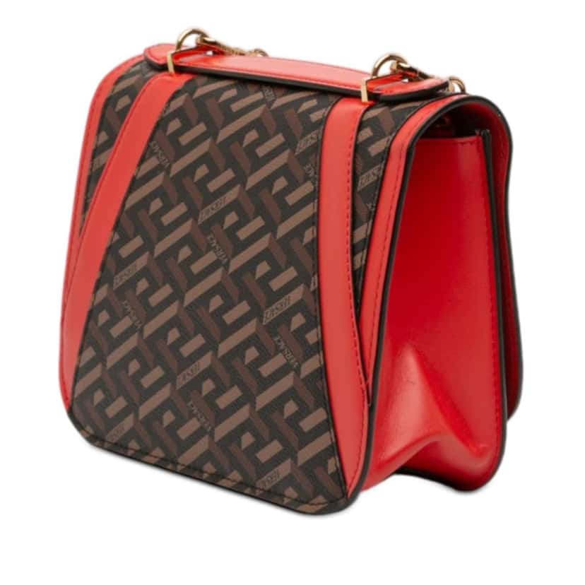 Versace La Greca Coated Canvas Virtus Satchel Brown Canvas Good condition - Back View