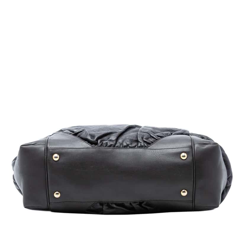 Gucci Embossed Leather Horsebit Full Moon Tote Black Leather Good condition - Inside View