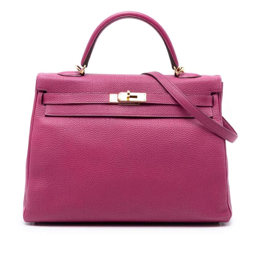 Hermès Togo Kelly II Retourne 35 Purple Leather Good condition - Front View