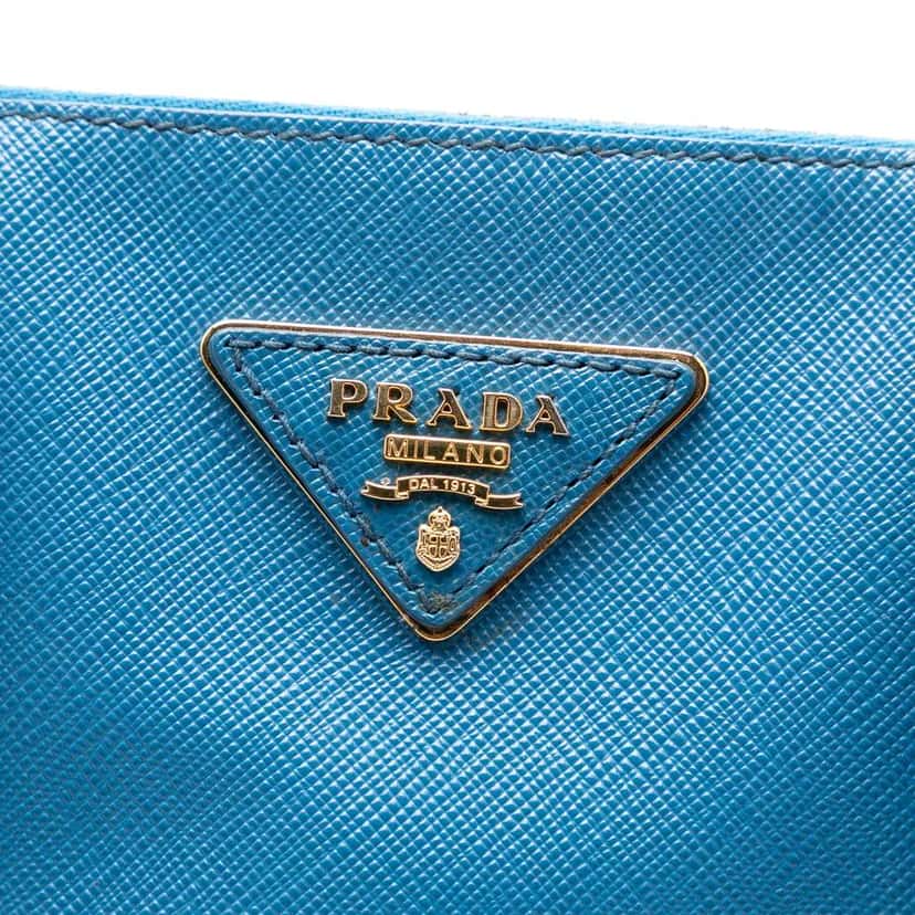 Prada Large Saffiano Lux Galleria Double Zip Satchel Blue Leather Good condition - Box View
