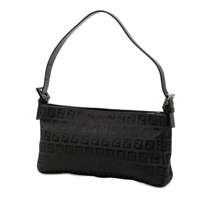 Fendi Zucchino Canvas Shoulder Bag Black Canvas Good condition - Back View