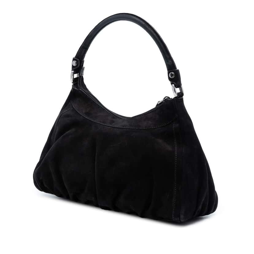 Gucci Suede Abbey D Ring Shoulder Bag Black Leather Good condition - Back View