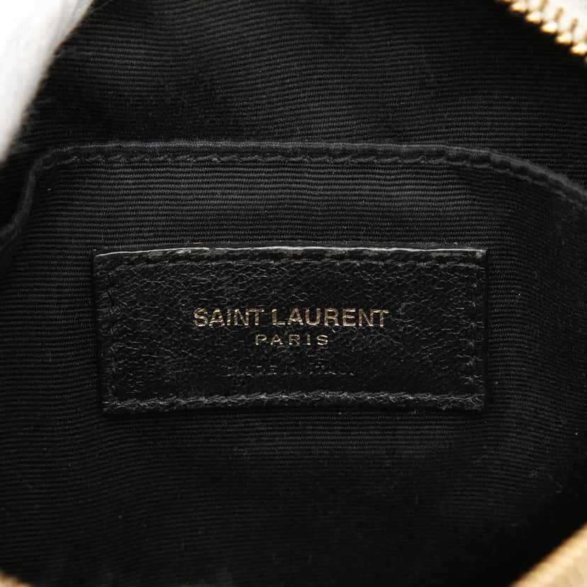 Saint Laurent Grain De Poudre Chevron Round Vinyle Camera Bag White Leather Good condition - Box View