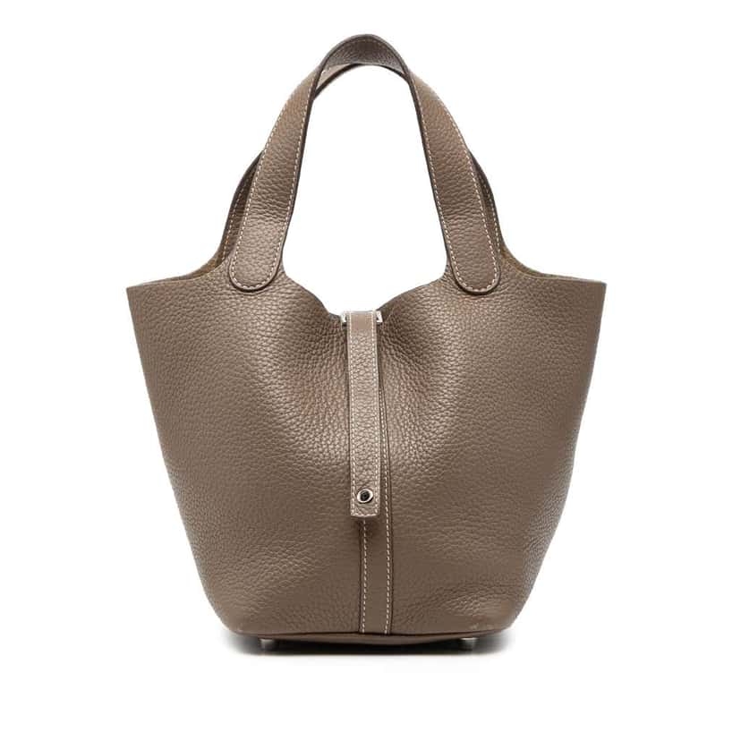 Hermès Clemence Picotin Lock 18 Brown Leather Good condition - Front View