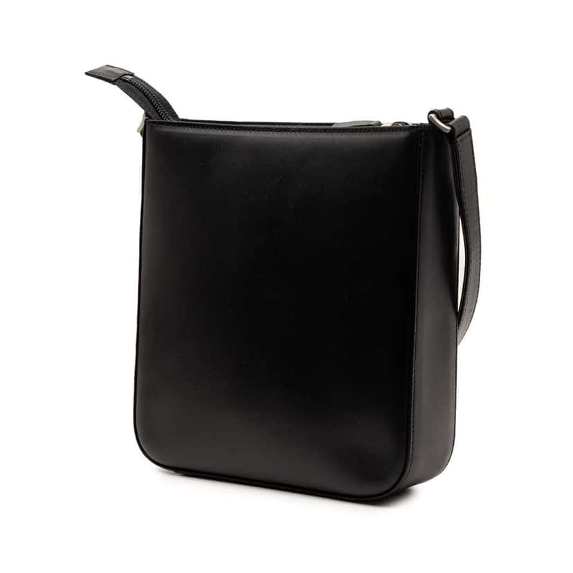 Burberry Nova Check Trimmed Leather Crossbody Black Leather Good condition - Back View