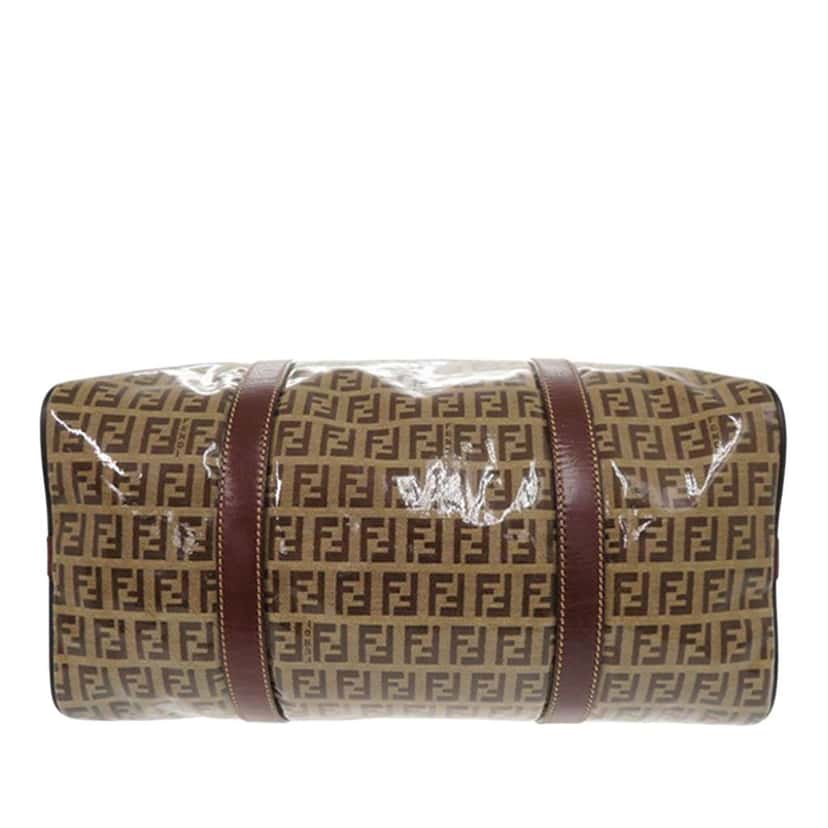 Fendi Zucchino Crystal Boston Bag Beige Canvas Good condition - Inside View