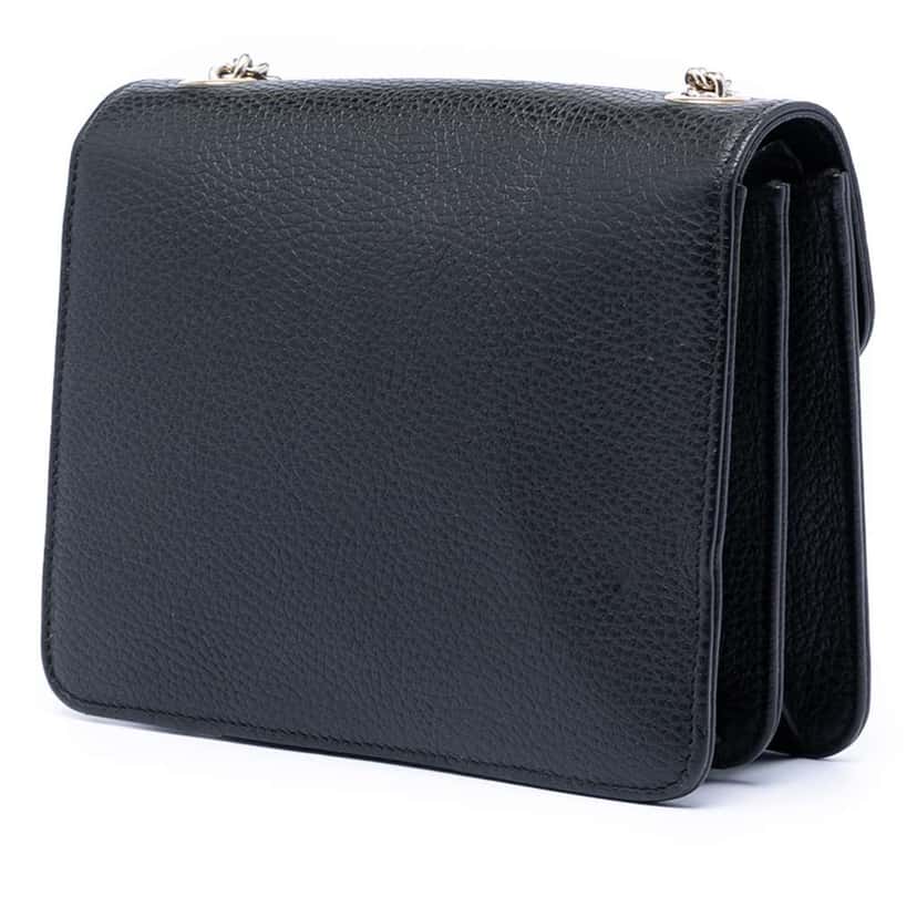 Gucci Small Dollar Calfskin Interlocking G Crossbody Black Leather Good condition - Back View