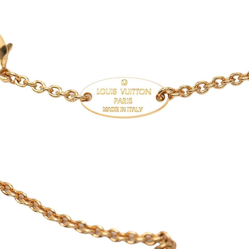 Louis Vuitton Gold Plated and Silver Plated Crystal Luckygram Game On Dice Pendant Necklace Gold Metal Good condition - Inside View