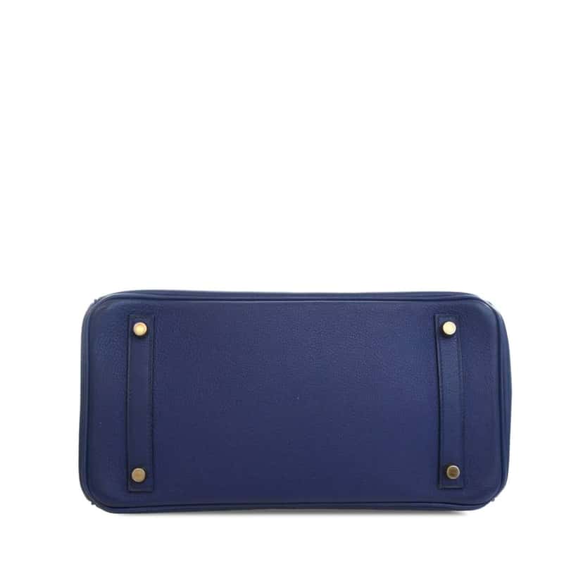 Hermès Evercolor Birkin Retourne 30 Blue Leather Good condition - Inside View