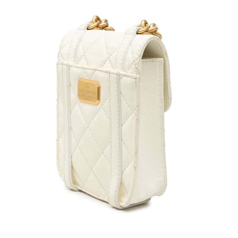 Chanel Mini Aged Calfskin City School Flap White Leather Good condition - Back View