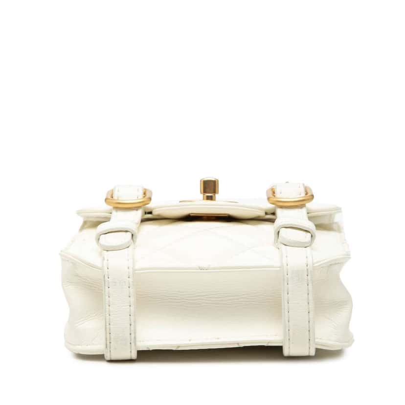 Chanel Mini Aged Calfskin City School Flap White Leather Good condition - Inside View