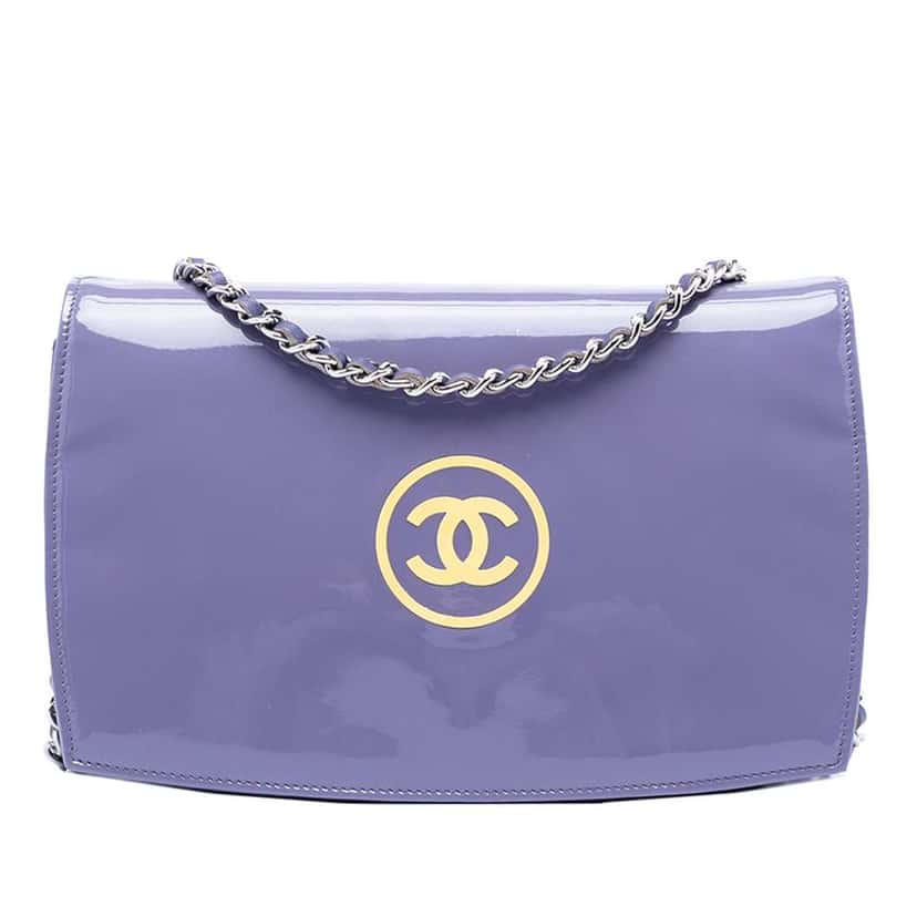 Chanel CC Patent Wallet On Chain Purple Leather Good condition - Front View