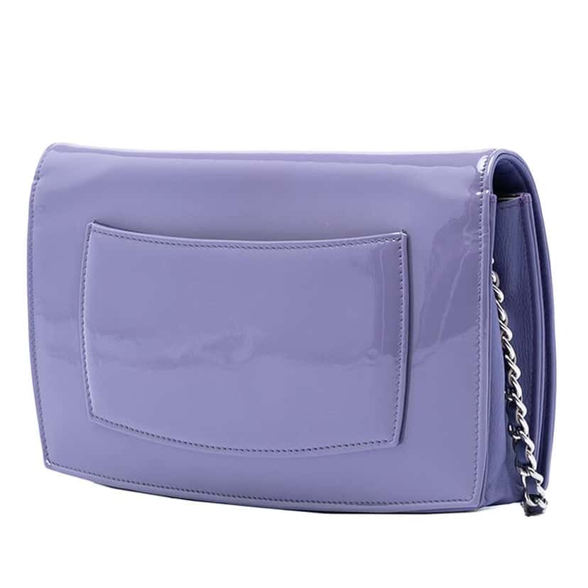 Chanel CC Patent Wallet On Chain Purple Leather Good condition - Back View