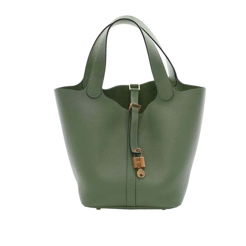Hermès Togo Picotin Lock 22 Green Leather Good condition - Front View