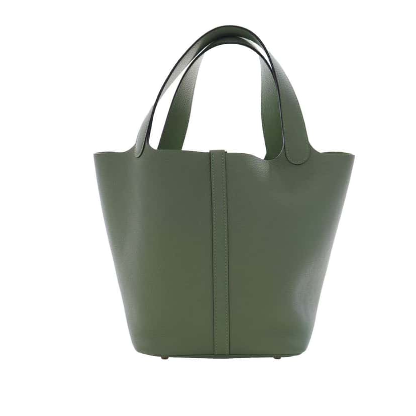 Hermès Togo Picotin Lock 22 Green Leather Good condition - Back View