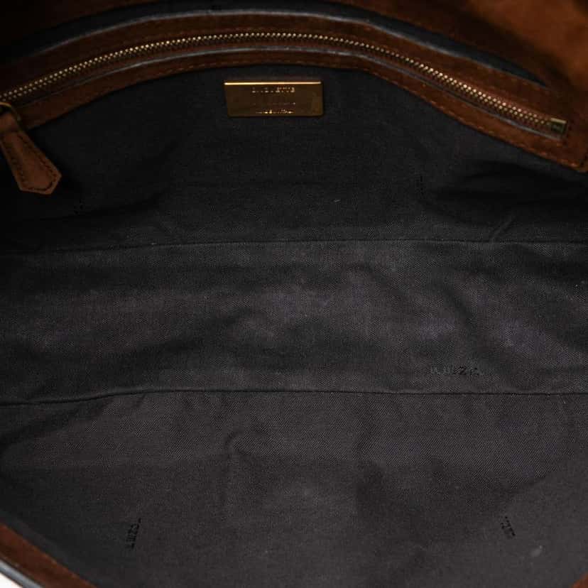 Fendi Large Suede Chamois Baguette Satchel Brown Leather Good condition - Model View