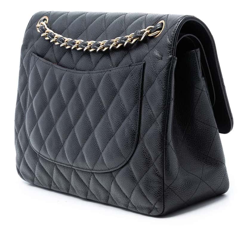 Chanel Jumbo Classic Caviar Double Flap Black Leather Good condition - Back View