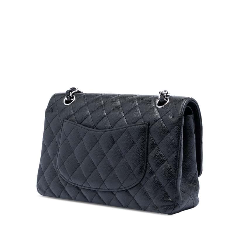 Chanel Medium Classic Caviar Double Flap Black Leather Good condition - Back View