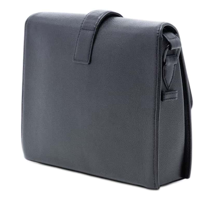 Chanel Grained Calfskin Flap Crossbody Black Leather Good condition - Back View