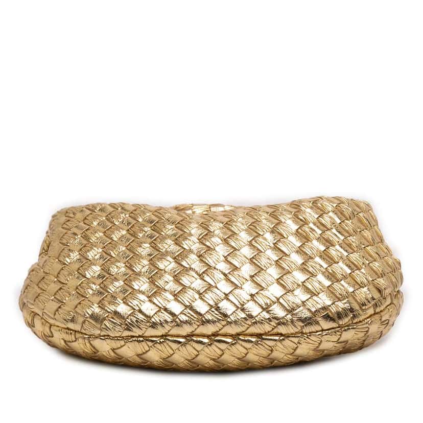 Bottega Veneta Mini Metallic Nappa Intrecciato Jodie Gold Leather Good condition - Inside View