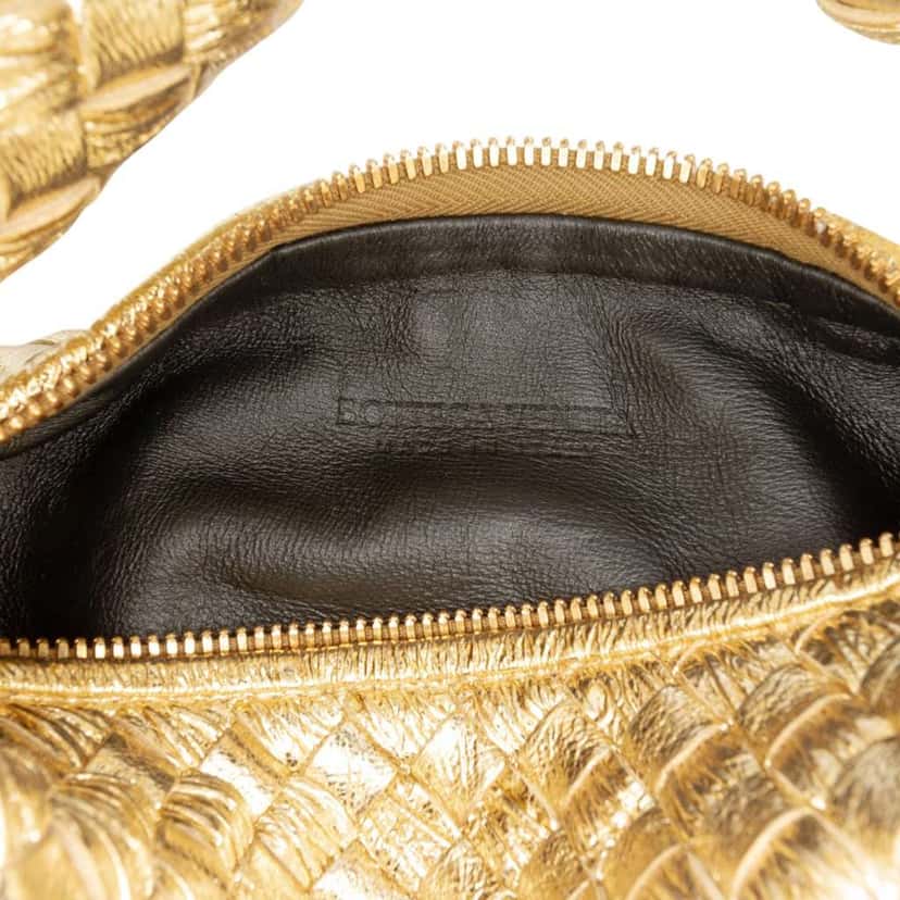 Bottega Veneta Mini Metallic Nappa Intrecciato Jodie Gold Leather Good condition - Box View