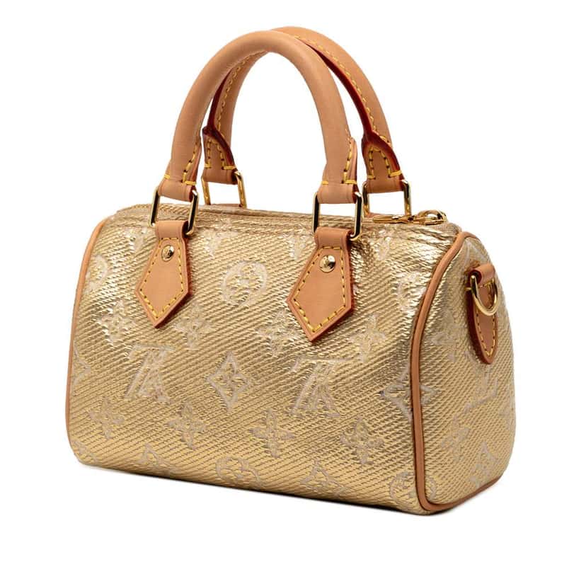 Louis Vuitton Monoglam Nano Speedy Bandouliere Gold Canvas Good condition - Back View